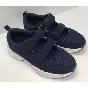 ORTOREX Women 9 W Navy Diabetic Leather Orthopedic Walking Shoes Wide Toe Box